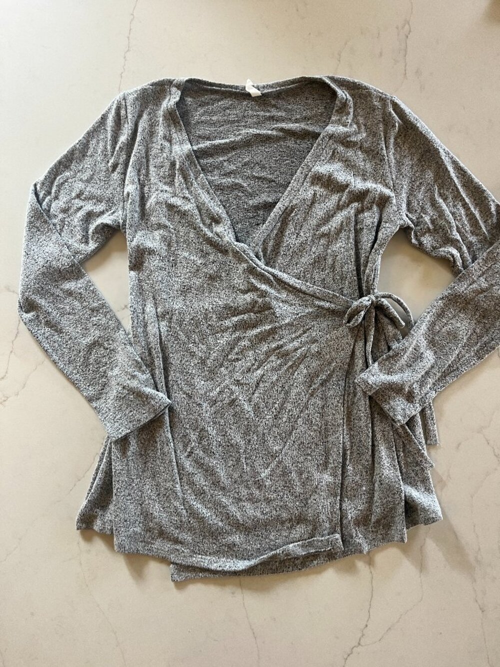 Pink Blush Wrap Nursing Sweater - Heathered Gray